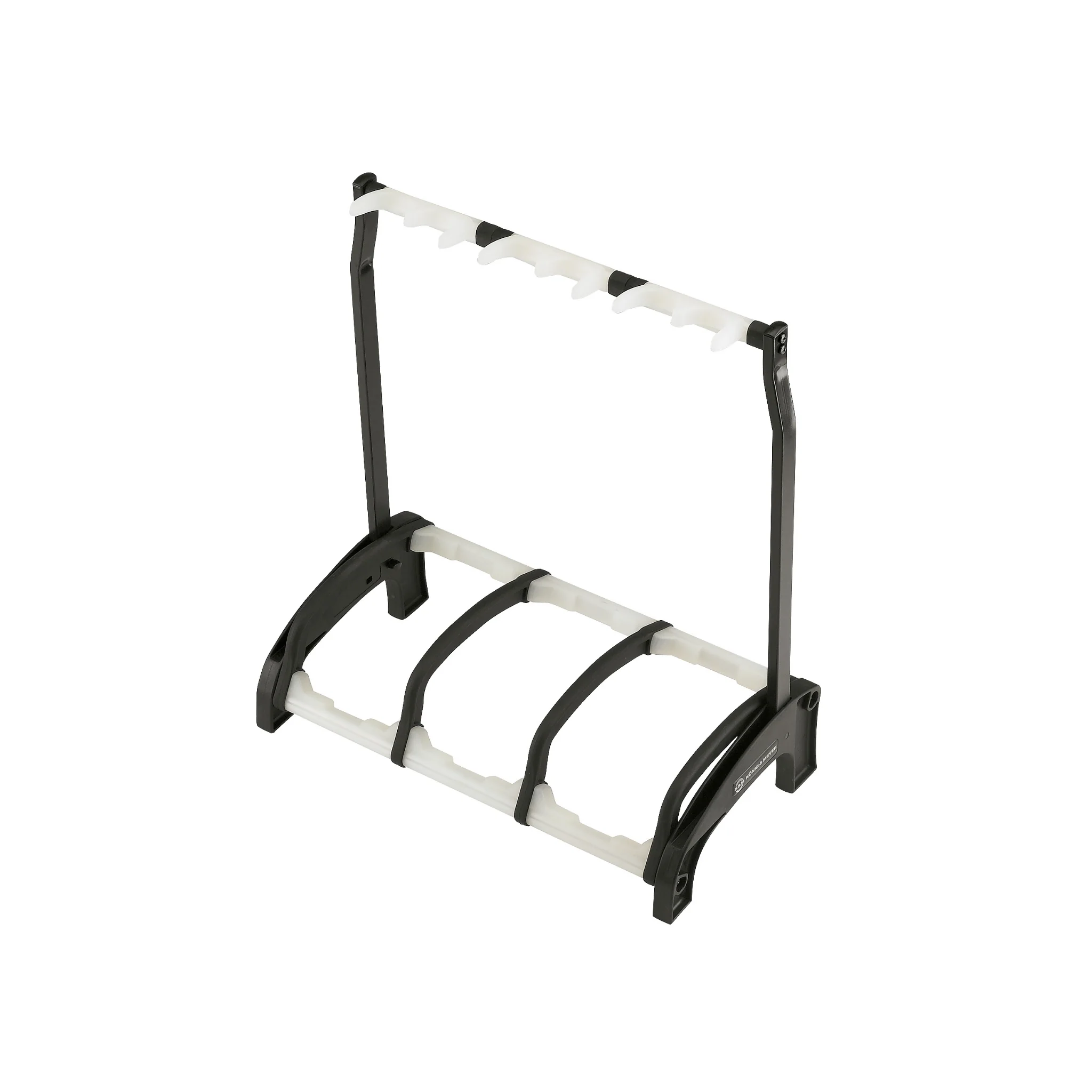 K&M 17513 three guitar stand "Guardian ", black with translucent support elements