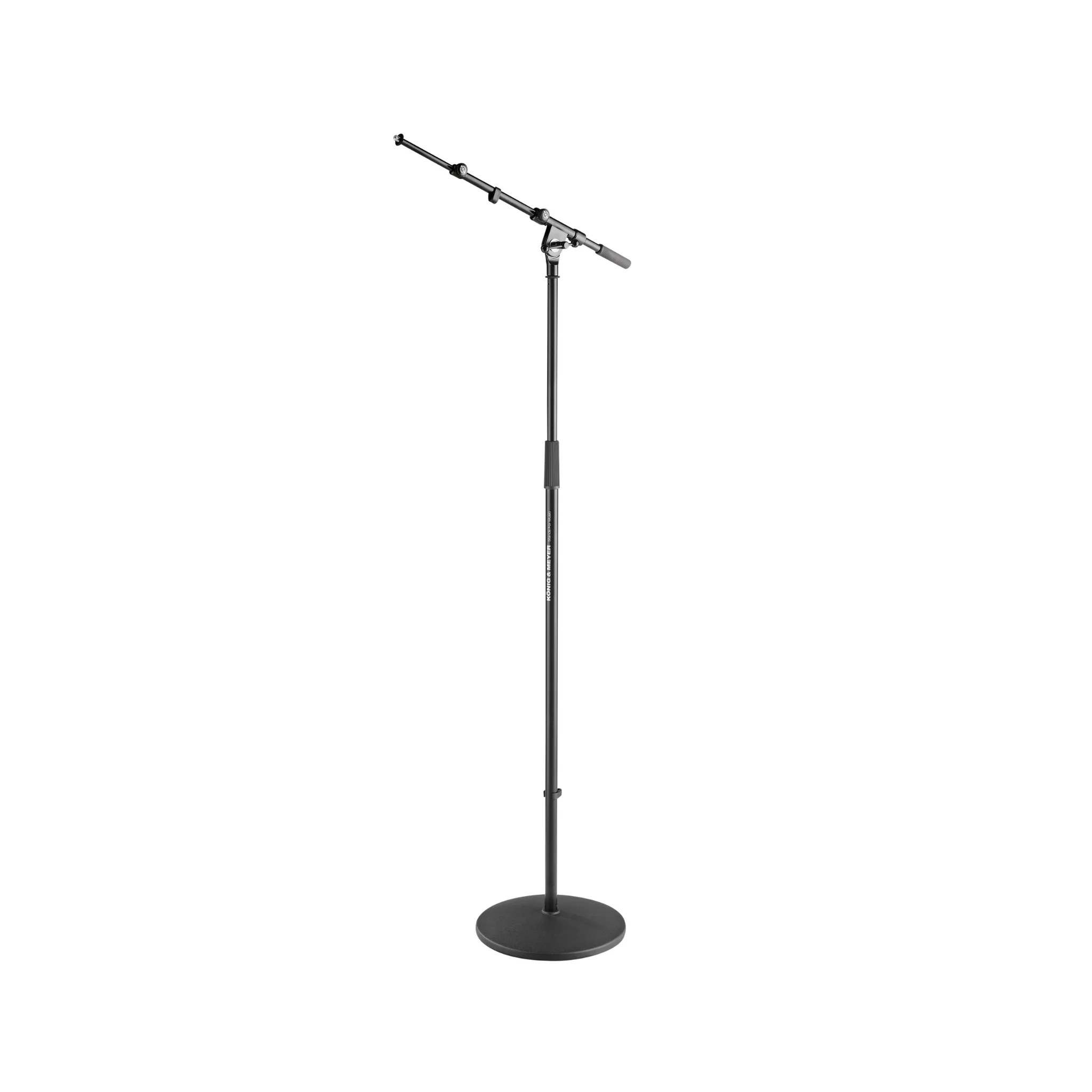 K&M 26145 round base microphone stand with boom, black - Image 2