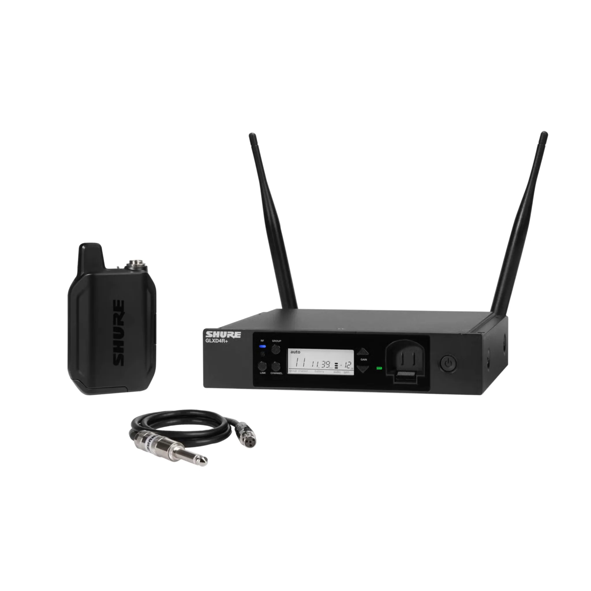 Shure GLX-D+ Dual Band Wireless System, SM35 Headset Microphone and GLXD4R+ half-rack receiver.
