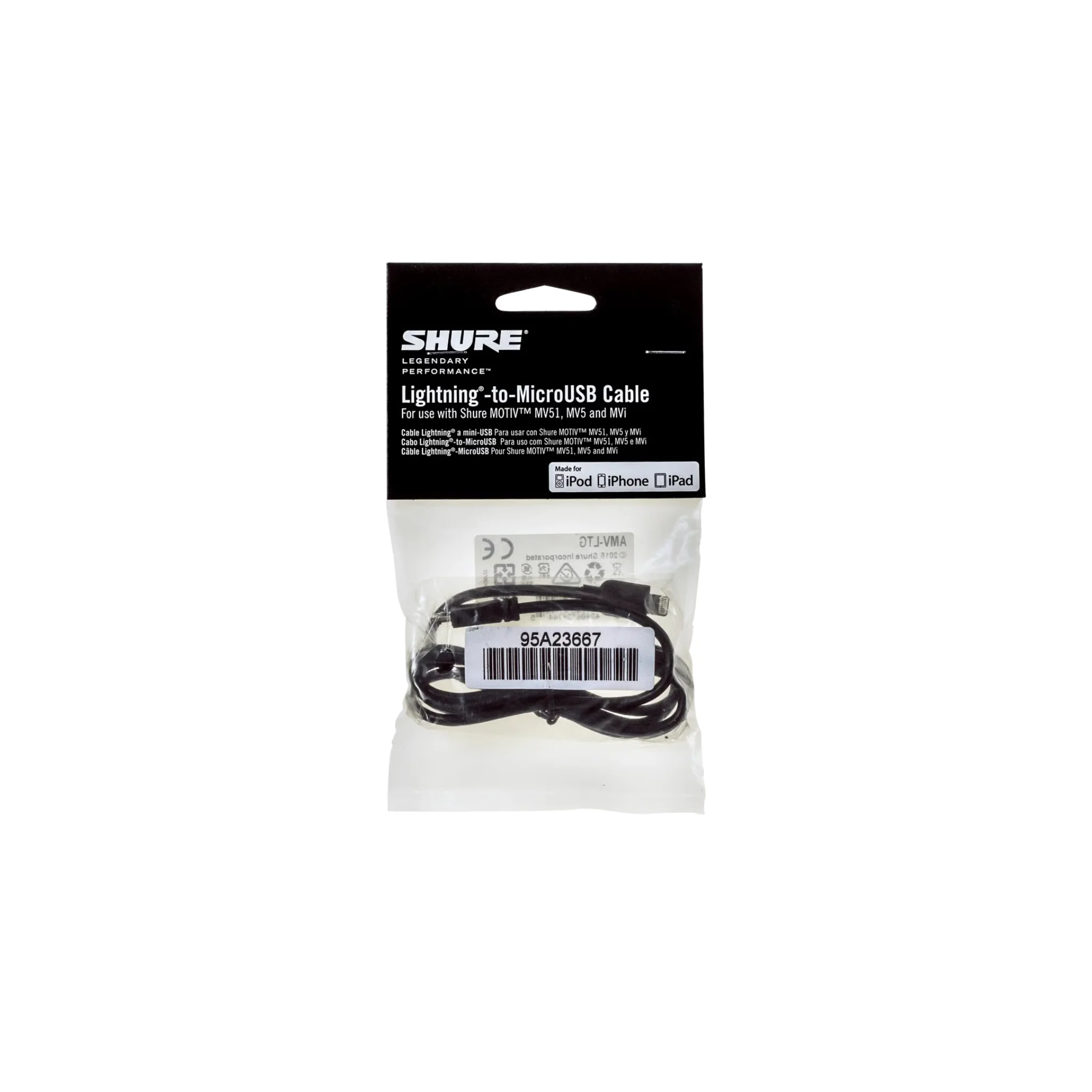 Shure Replacement Micro-B to Lightning Cable (1m) for Motiv Range