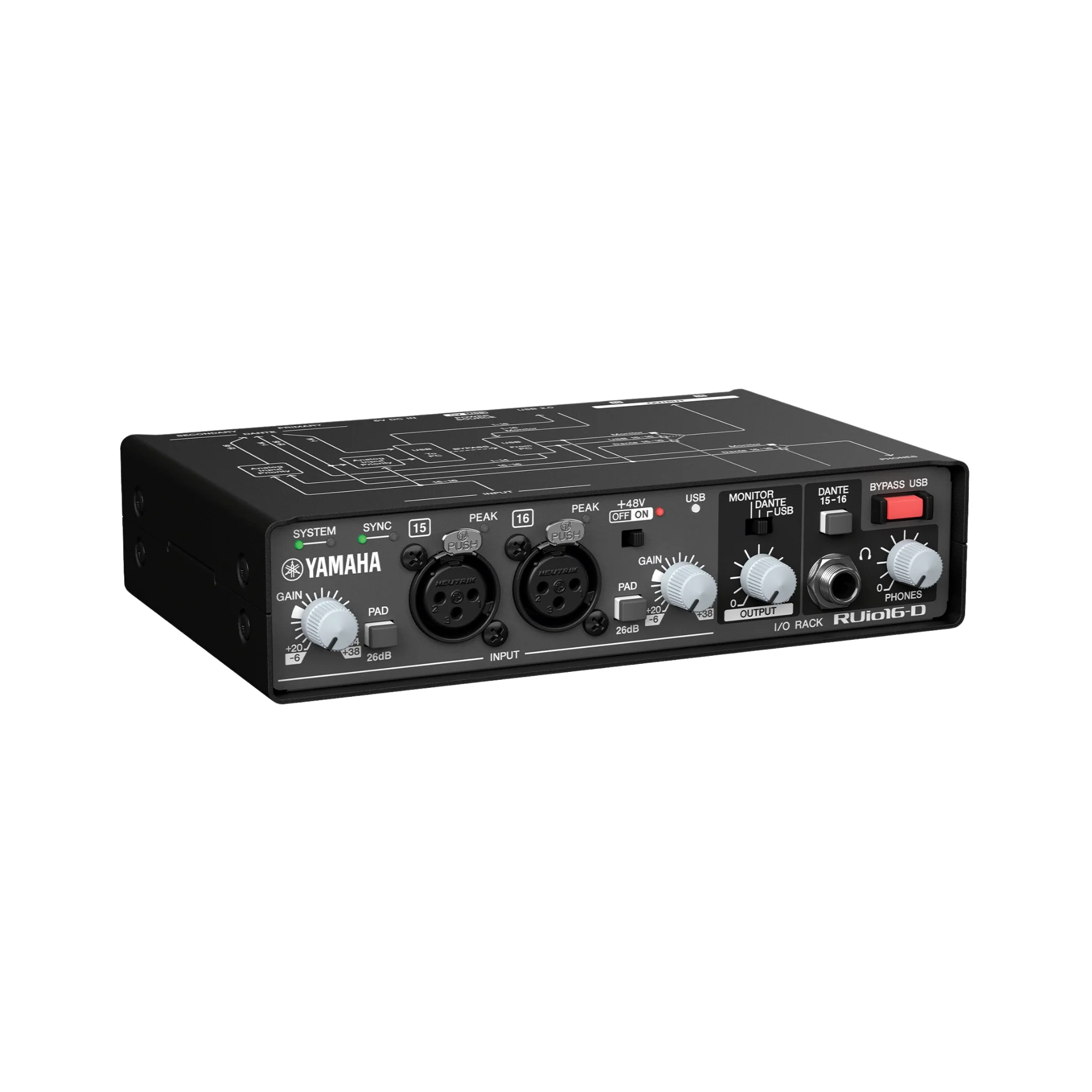 Yamaha RUIO16-D DANTE / USB / ANALOG I/O Rack for VST3 plug-ins in any DANTE-based audio system